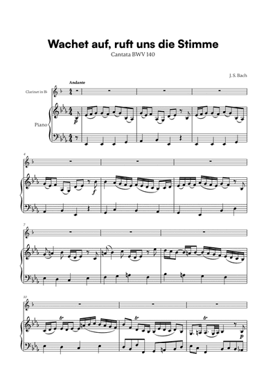 Johann Sebastian Bach - Wachet auf, ruft uns die Stimme (for Clarinet in Bb and Piano)