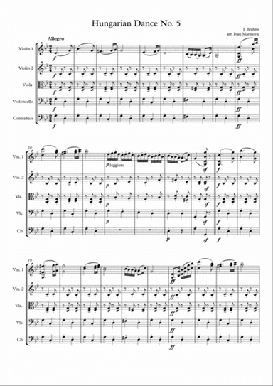 Brahms Hungarian Dance No. 5 for String orchestra