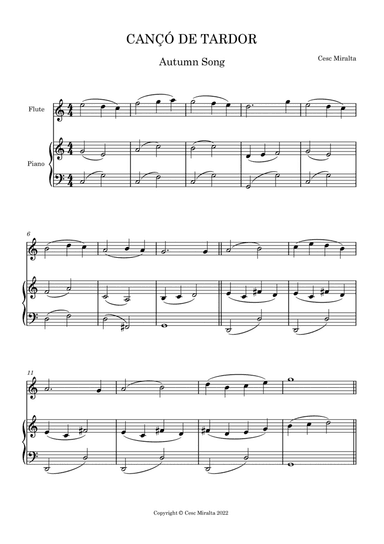 CANÇÓ DE TARDOR Fl & Pno