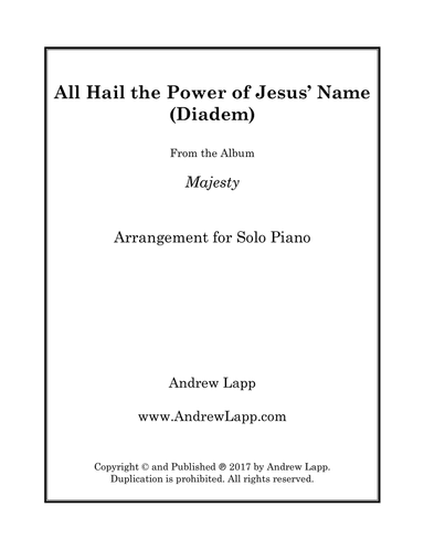 All Hail the Power of Jesus' Name (Diadem) - Solo Piano
