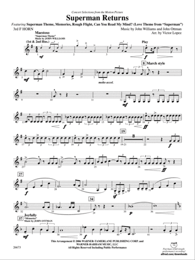 Superman Returns, Concert Selections from: 3rd F Horn