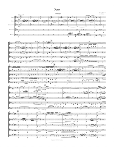 Wind Octet in Eb Major, Op. 103, arranged for Wind Quintet
