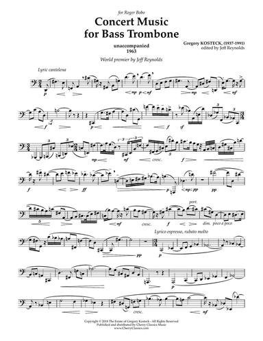 Concert Music for Unaccompanied Bass Trombone