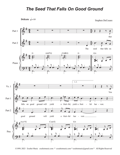 The Seed That Falls On Good Ground (2-part choir)