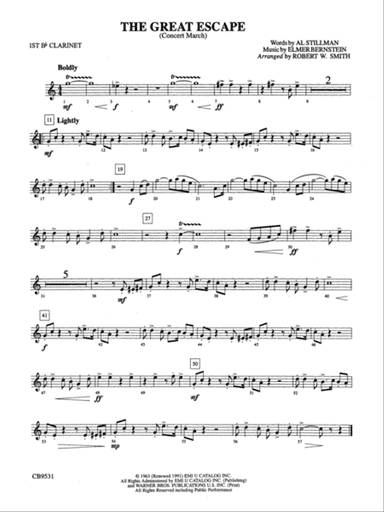 The Great Escape March: 1st B-flat Clarinet