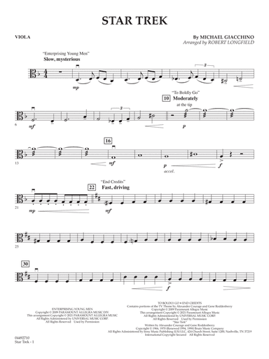 Star Trek (arr. Robert Longfield) - Viola