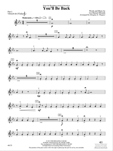 You'll Be Back: Part 3 - Violin I