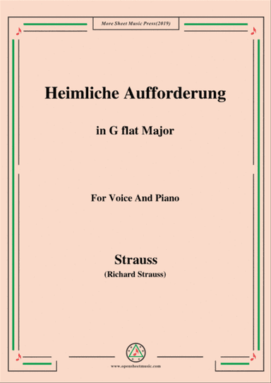 Richard Strauss-Heimliche Aufforderung in G flat Major,for Voice and Piano