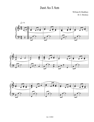 Just As I Am (Piano Solo)