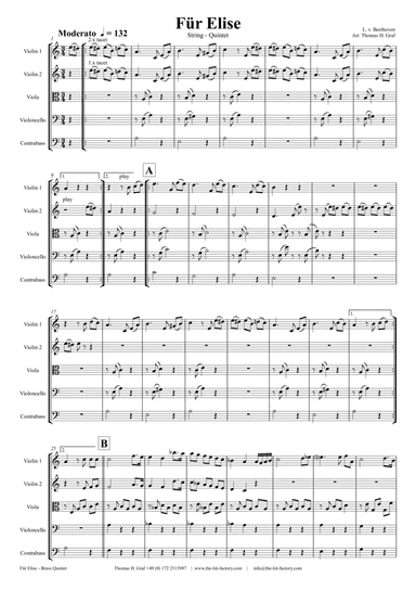 For Elise - Ludwig van Beethoven - String Quintet