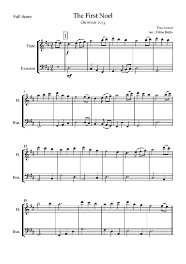 The First Noel (Christmas Song) for Flute & Bassoon Duo