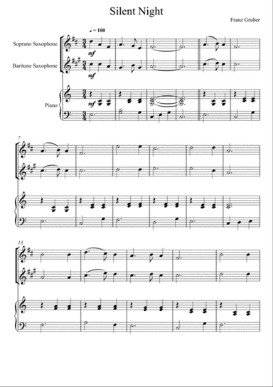 Franz Gruber - Silent Night (Soprano Saxophone and Baritone Saxophone duet)