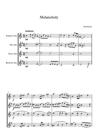 Melancholy - Saxophone Quartet