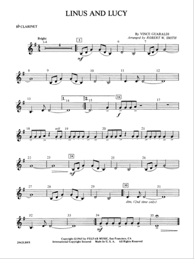 Linus and Lucy: 1st B-flat Clarinet