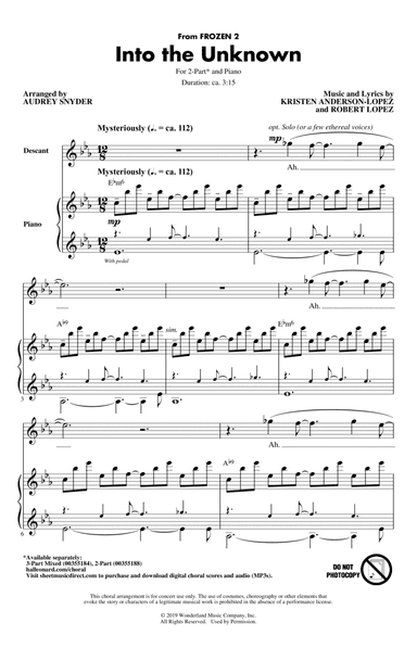 Into The Unknown (from Frozen 2) (arr. Audrey Snyder)