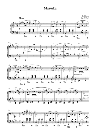 Chopin - Mazurka Op. 33 No.4 for piano solo