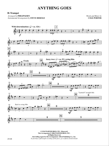 Anything Goes (from the musical Anything Goes): 1st B-flat Trumpet