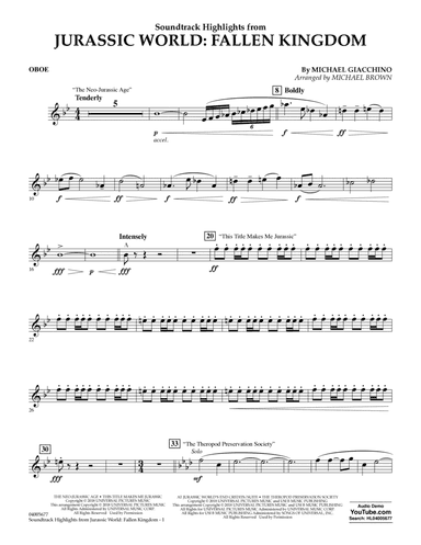 Highlights from Jurassic World: Fallen Kingdom (arr. Michael Brown) - Oboe