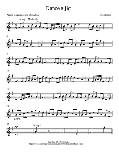 Dance a Jig: Unaccompanied Recorder Solo