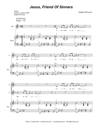 Jesus, Friend Of Sinners (Duet for Soprano and Alto Solo)