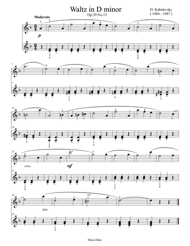 Kabalevsky Waltz in D minor Op.39 No.13