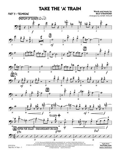 Take The 'A' Train (arr. Mark Taylor) - Part 3 - Trombone