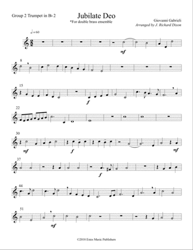 Giovanni Gabrieli's Jubilate Deo arranged for Double Brass Quartet
