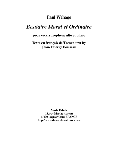 Bestiaire Moral et Ordinaire