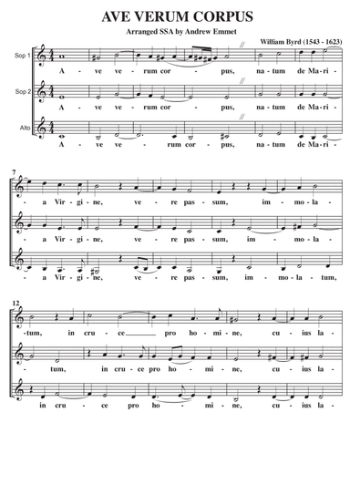 Ave Verum Corpus (Byrd) A Cappella SSA