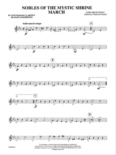 Nobles of the Mystic Shrine (March): B-flat Contrabass Clarinet