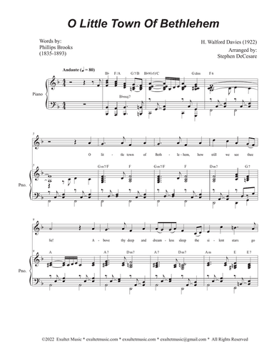 O Little Town Of Bethlehem (Vocal solo - High Key)