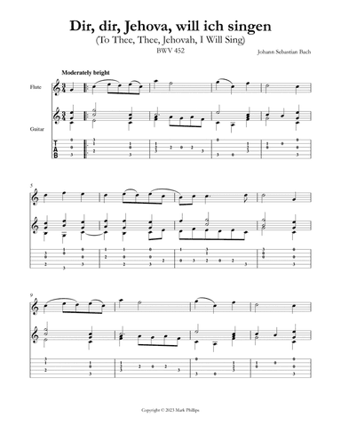 Dir, dir, Jehova, will ich singen (To Thee, Thee, Jehovah, I Will Sing)