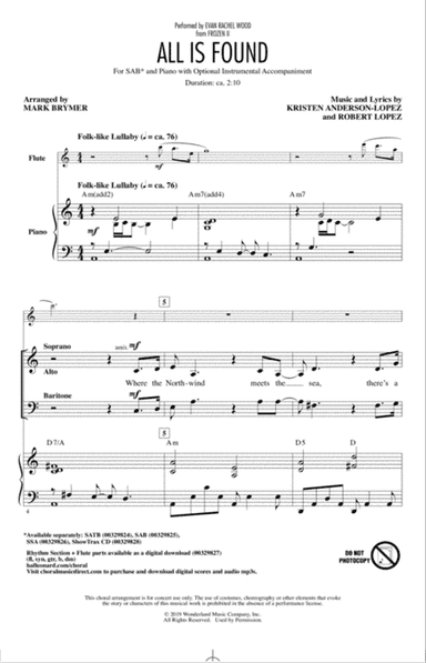 All Is Found (from Disney's Frozen 2) (arr. Mark Brymer)