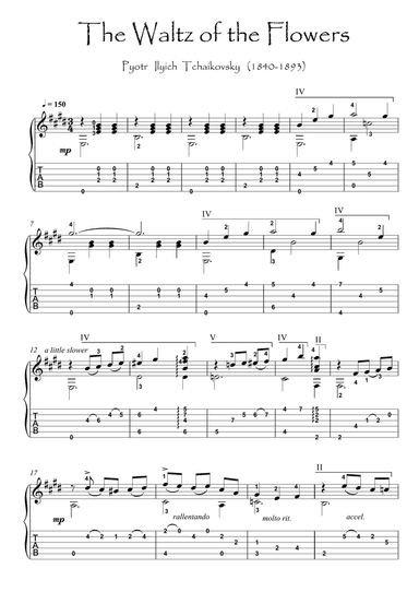 Waltz of the Flowers by Tchaikovsky guitar fingerstyle solo