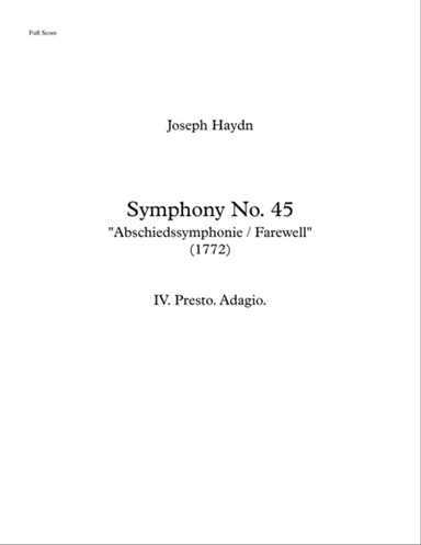 Haydn - "Farewell" Symphony - Arranged for String Orchestra