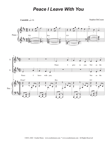 Peace I Leave With You (Duet for Soprano and Alto solo)