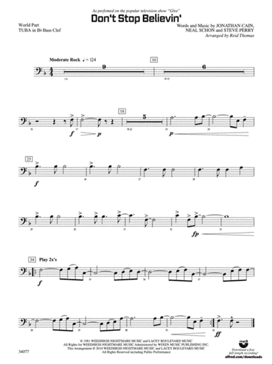 Don't Stop Believin': (wp) B-flat Tuba B.C.
