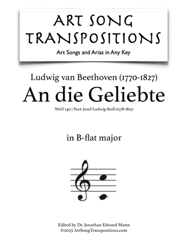 BEETHOVEN: An die Geliebte, WoO 140 (transposed to B-flat major)