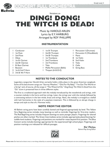 Variations on Ding! Dong! The Witch Is Dead!: Score