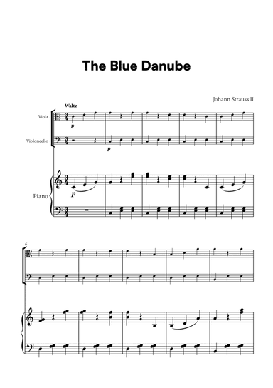 Johann Strauss II - The Blue Danube for Viola, Cello and Piano