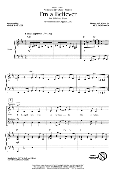 I'm A Believer (from Shrek) (arr. Mark Brymer)