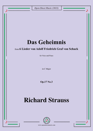 Richard Strauss-Das Geheimnis,in C Major,Op.17 No.3