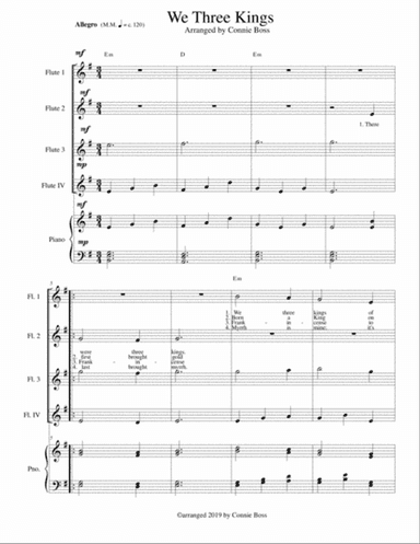 We Three Kings for Flute
