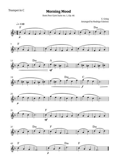 Morning Mood (solo trumpet in C - level 2 - with chords)