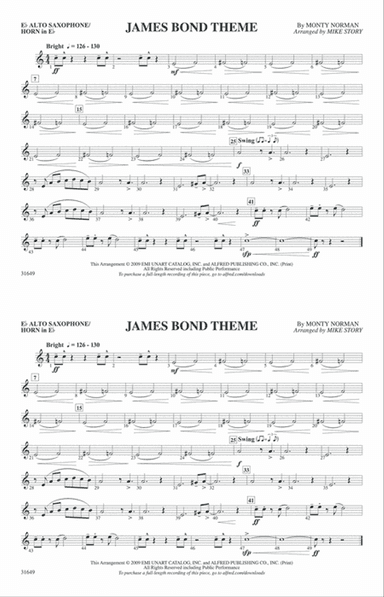 James Bond Theme: E-flat Alto Saxophone