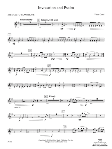 Invocation and Psalm: 2nd E-flat Alto Saxophone
