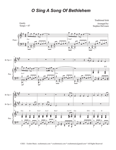 O Sing A Song Of Bethlehem (Duet for Bb-Trumpet)