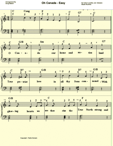 O Canada - Intermediate/Easy