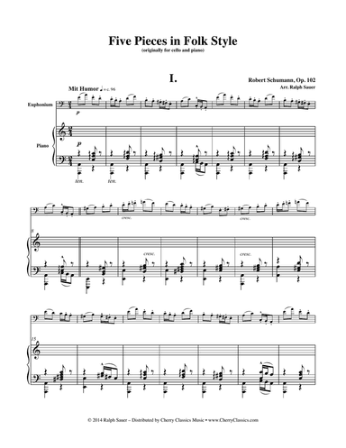 Five Pieces in Folk Style for Euphonium and Piano