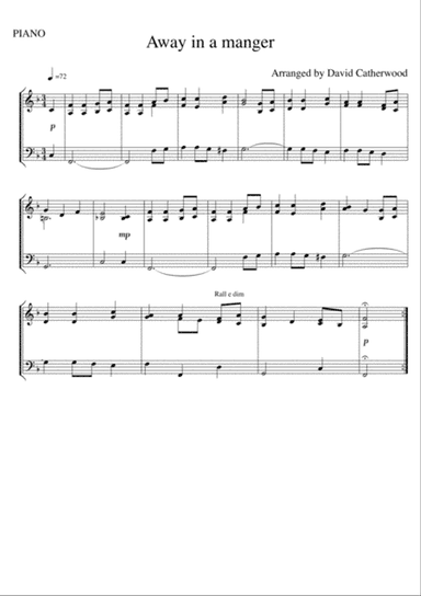 Away in a manger arranged for easy piano by David Catherwood